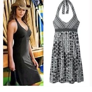 Athleta Black Print Packable Quick Dry Sport Halter Dress XL